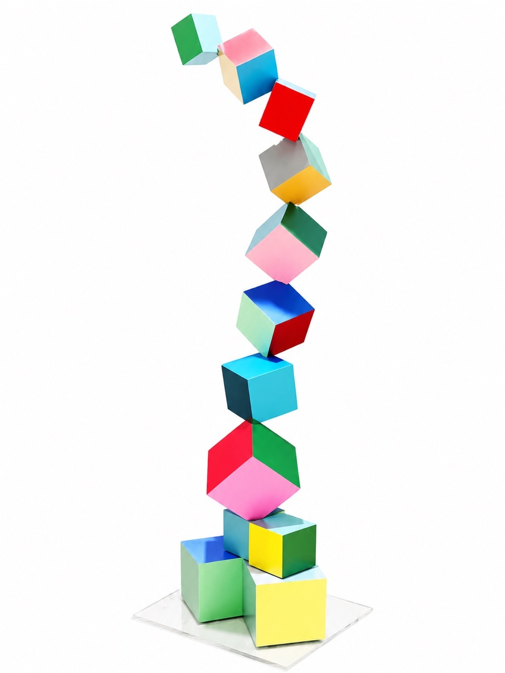 Large Colorful Wood Sculpture Modern Geometric 3D Art for By Natswood Art